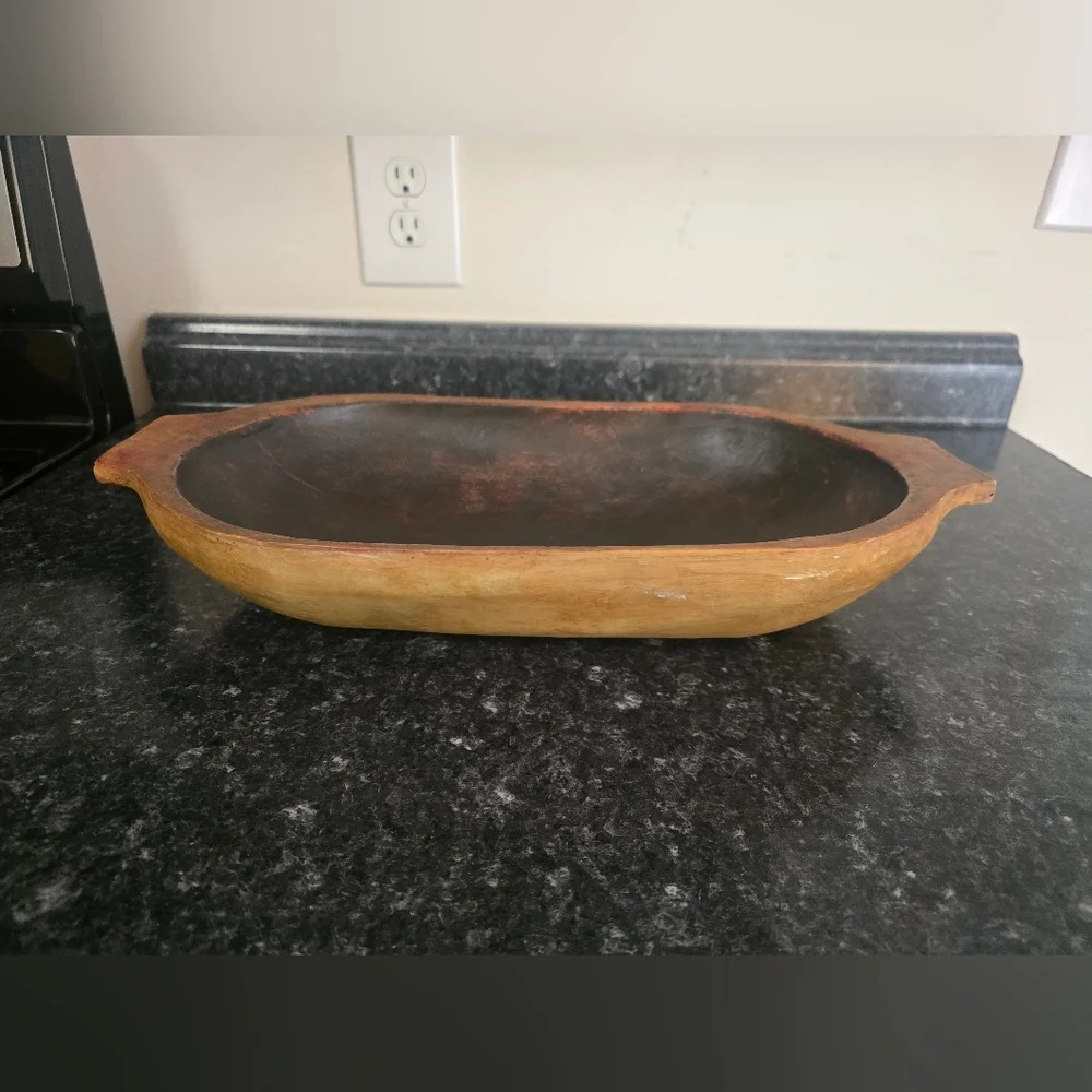 Primitive Wooden Dough Bowl Chic Farmhouse Barn Chic Cottage Coastal
